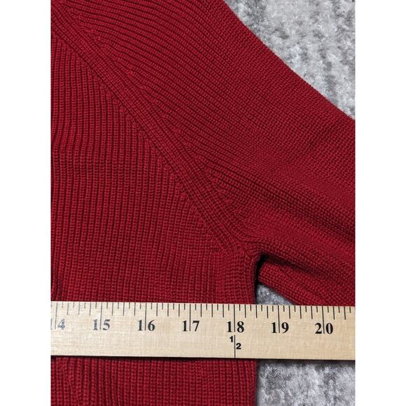 Talbots 1-Button Cardigan Sweater Women M Red‎ Long Sleeve Tie-Neck Knit Cotton - Picture 13 of 14